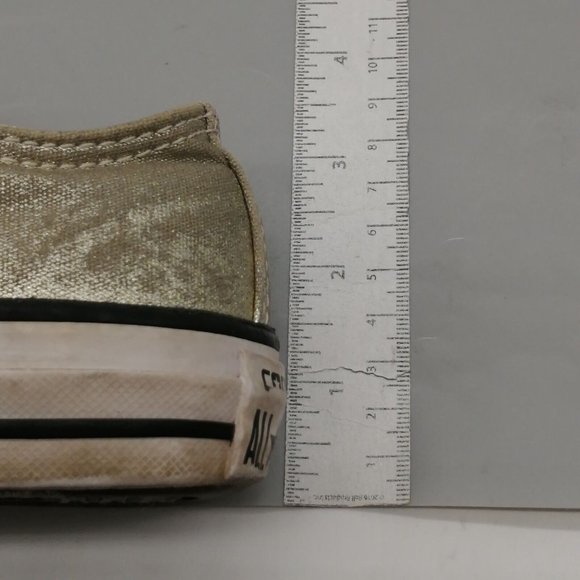 Converse All Star Womens Sneaker Gold Metallic Lace Up Round Cap Toe Flat 7‎ - Picture 7 of 9